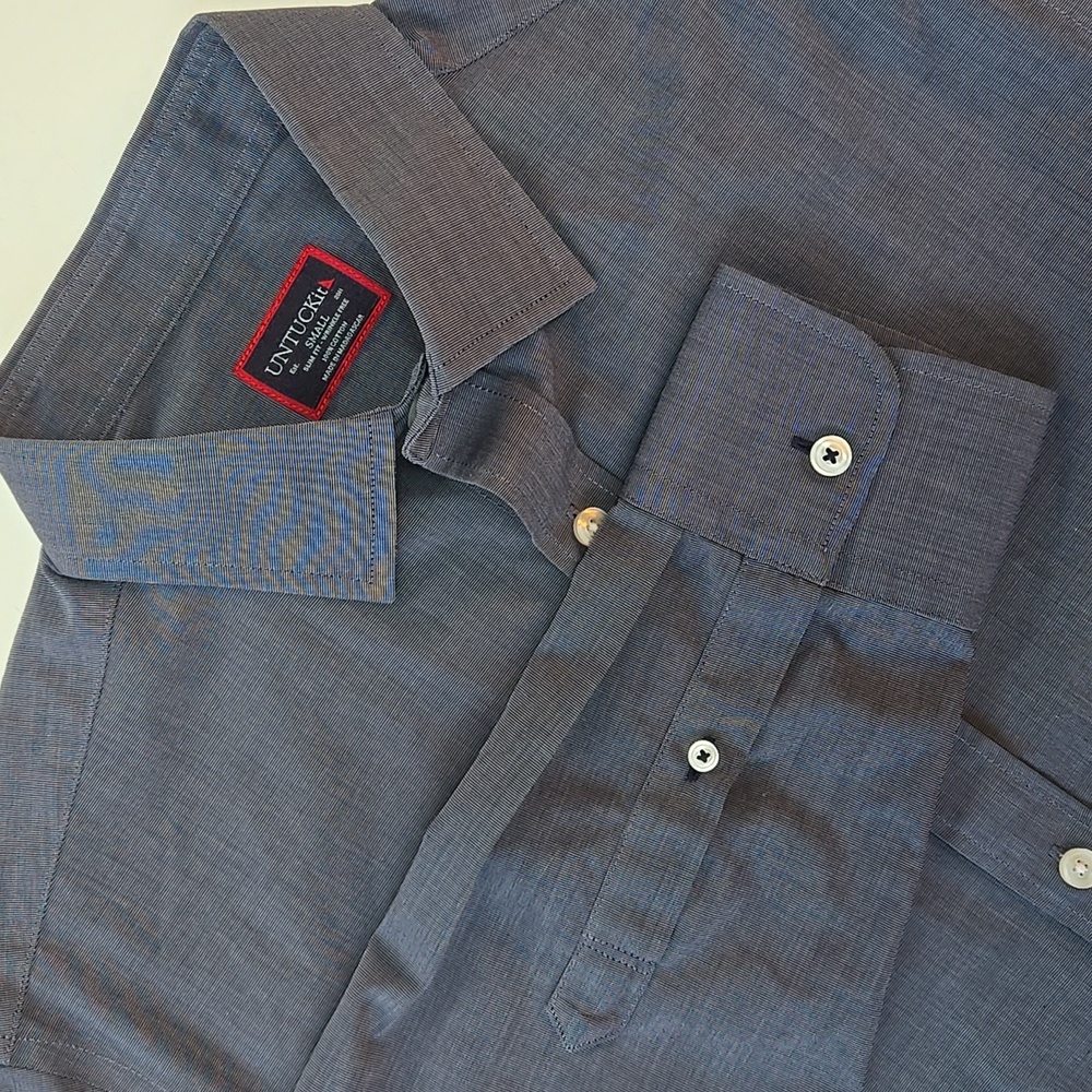 UNTUCKit Orville WF Slim Fit Blue Wrinkle-Free Button Down Shirt‎